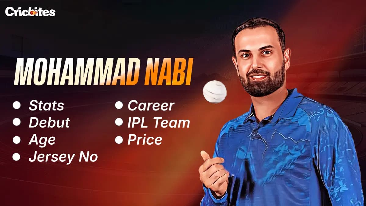 Mohammad Nabi Stats, Debut, Age, Jersey No, Career, IPL Team, Price