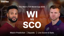 WI vs SCO: ICC Men’s T20 World Cup 2026 | Match Prediction, Squads, Live Score & Stats