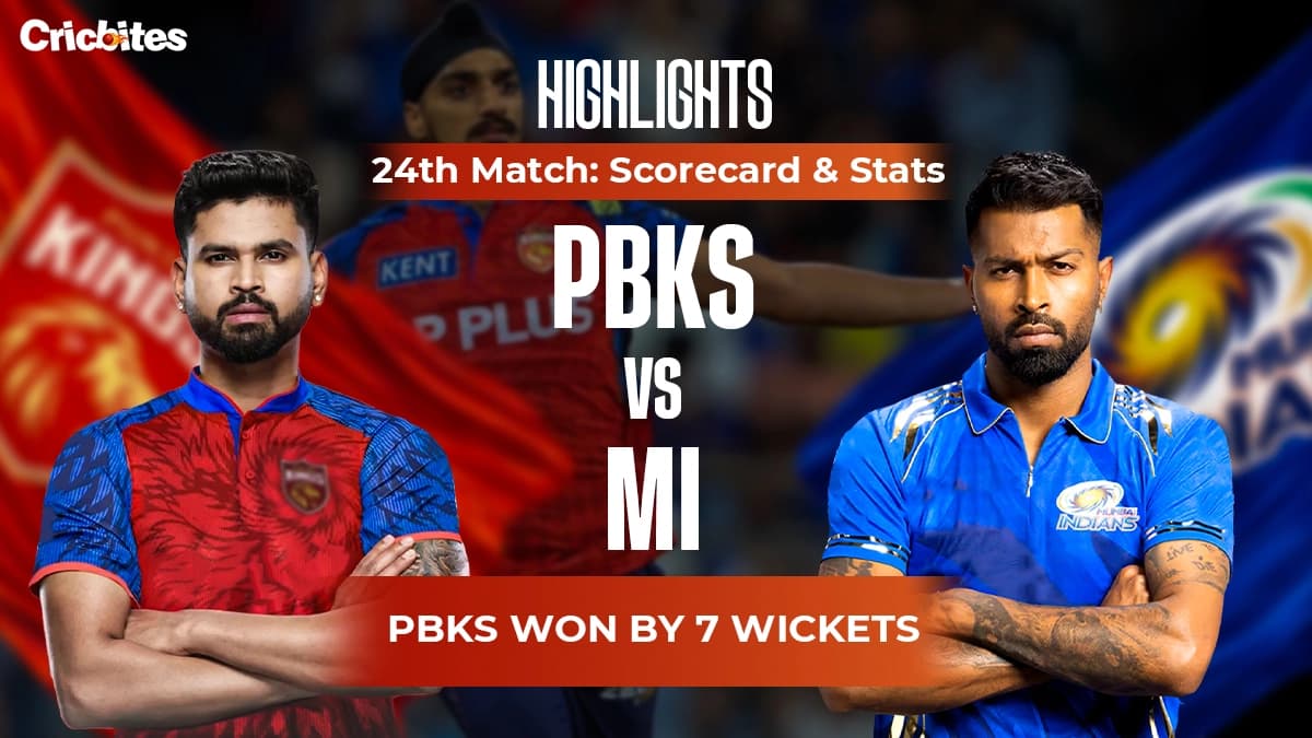 MI vs PBKS Highlights, IPL 2026 Match 24: Scorecard & Stats | PBKS Won By 7 Wkts