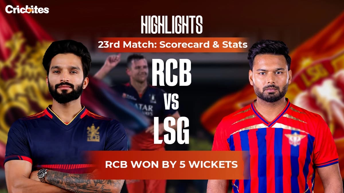 RCB vs LSG Highlights, IPL 2026 Match 23: Scorecard & Stats | RCB Won By 5 Wkts